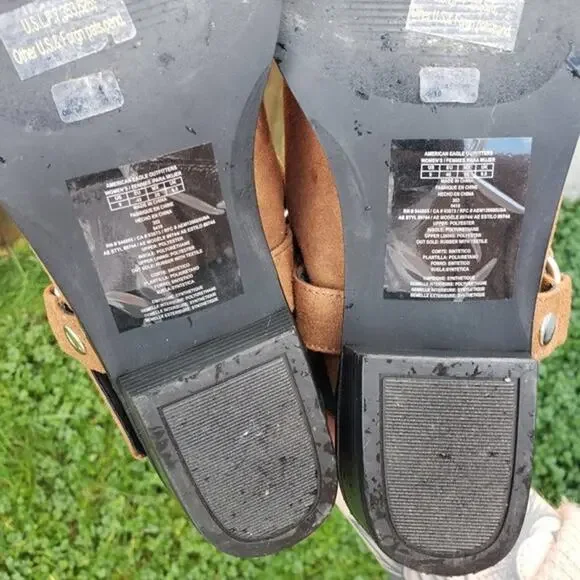 American Eagle Harness Mules Camel 9 Open Back - Picture 6 of 8